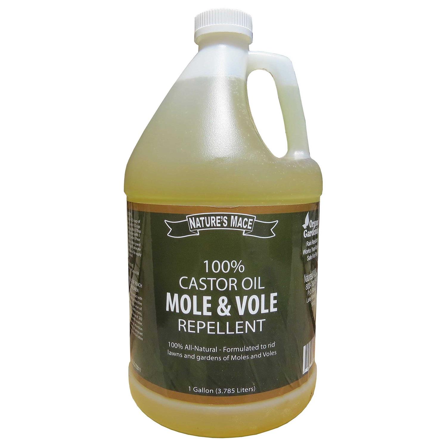 Nature’s Mace Mole & Vole Repellent 1 Gallon Pure Castor Oil Concentrate Covers up to 20,000 Sq Ft