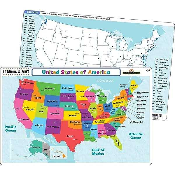 Teacher Created Resources Colorful United States of America Map Chart